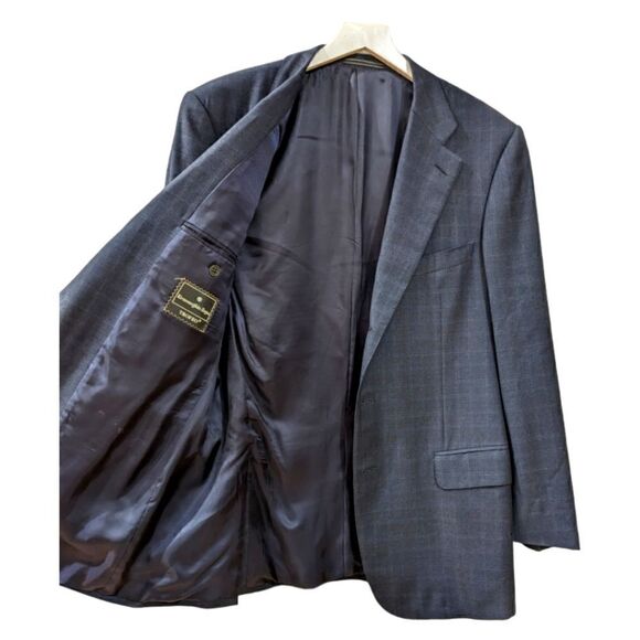 Ermenegildo Zegna Mens Blue 100% Wool Plaid Three Button Blazer Size 40 US - Picture 3 of 9